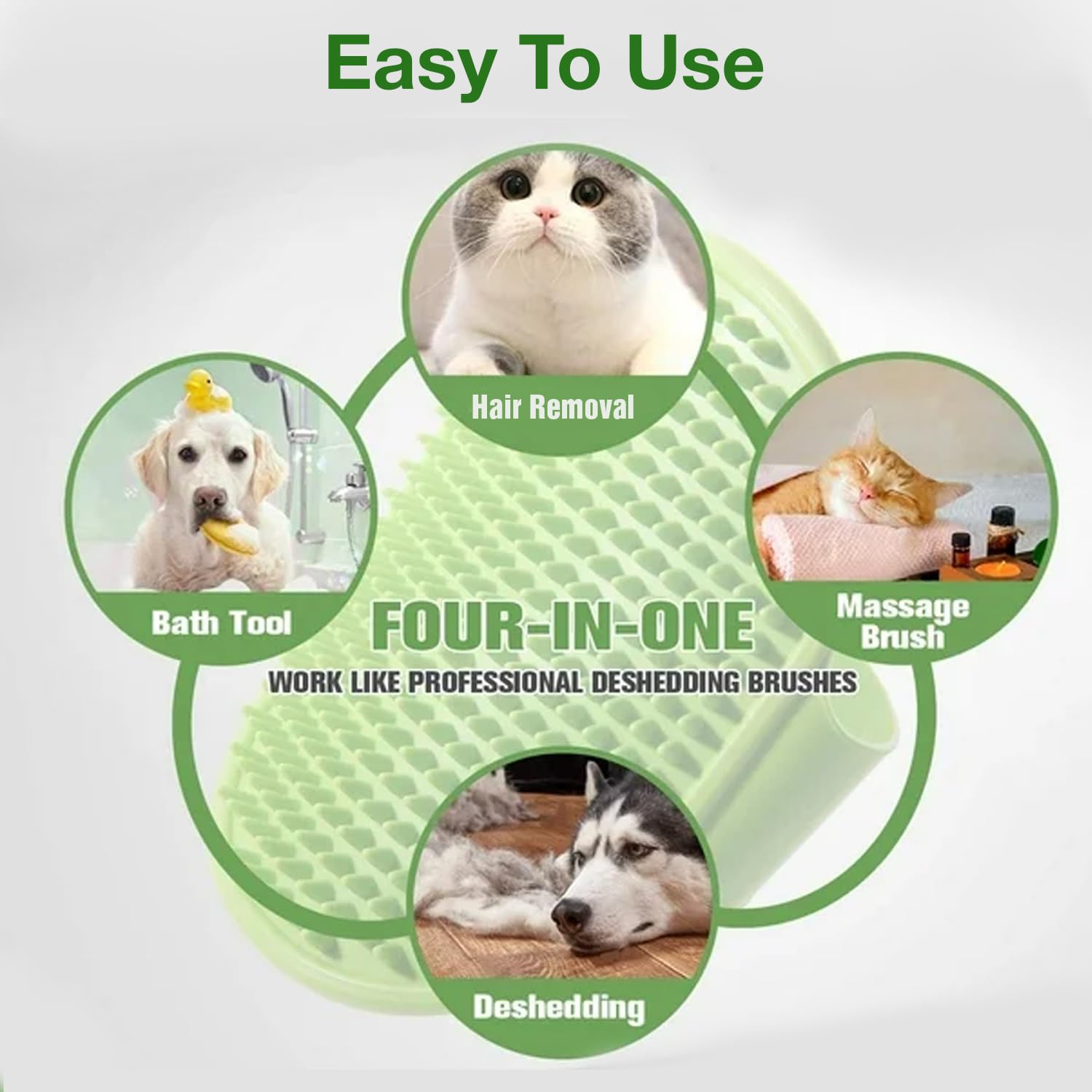 Global Ayucare Pet Grooming Brush Rubber Bath Massage Comb